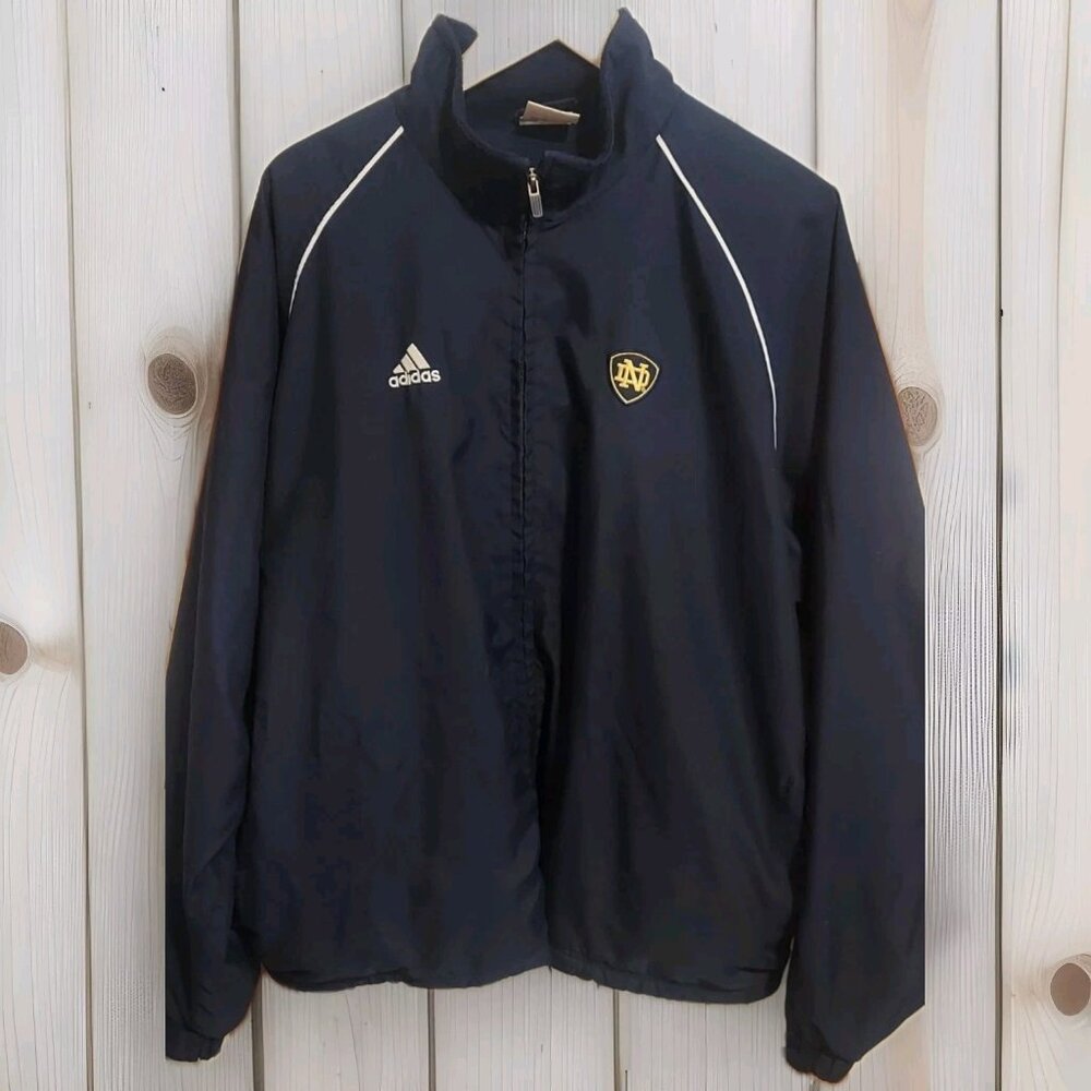 Adidas University Of Notre Dame Windbreaker Size Extra Large XL NCAA Full Zip